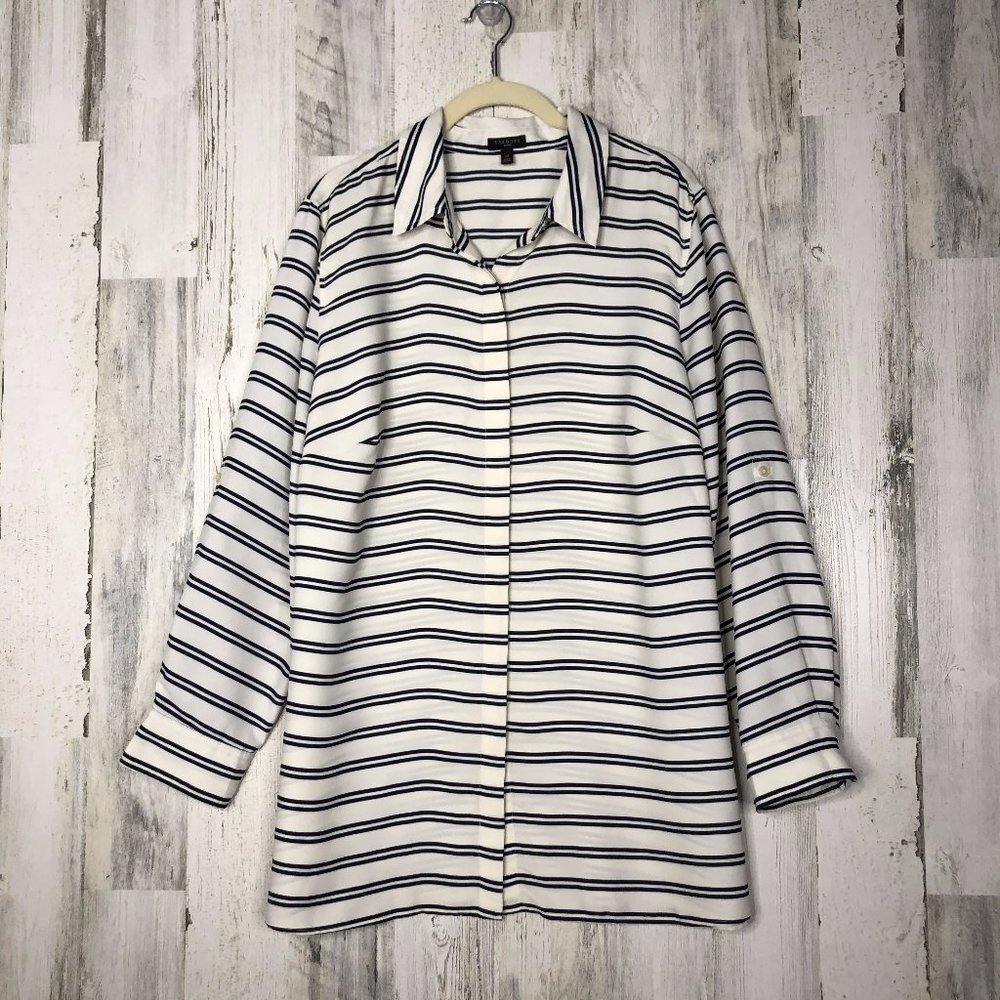Talbots Womens Blue Striped Button Down Shirt 1X